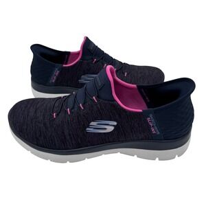 Skechers Slip-ins Hands Free Summits Dazzling Haze Sneaker Women 9.5 Navy Vegan